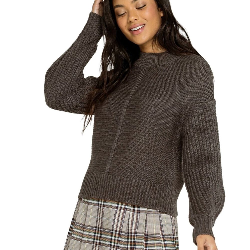 ELODIE Chunky Sweater in Forged Iron - NWT - Size Large